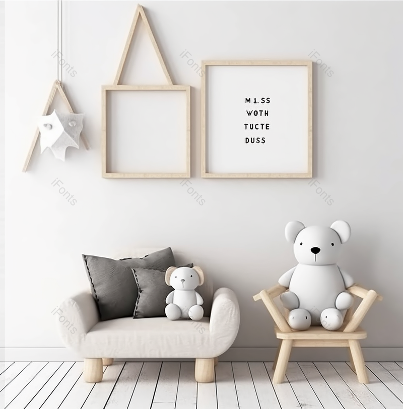 实木侘寂风简单儿童房沙发座椅装饰画拍摄,高清,摄影图,摄影图片,图片大全,摄影图免费下载